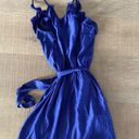 Rebecca Taylor  blue satin ruffle belted mini dress Photo 2