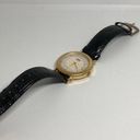 GUESS Woman’s gold plated quartz Japan mov  black leather band wrist watch! Photo 2