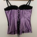 Frederick's of Hollywood Frederick’s of Hollywood Purple & Black Satin Lace Corset top Large Photo 7