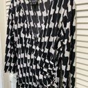 Black Label Black White Abstract 3/4 Sleeve V Wrap Dress Size 14 Side Tie Photo 3