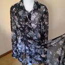 Stylestalker  Revolve Black and Grey Floral Blouse Sheer w/ Wrap Piece Size 6 Photo 9