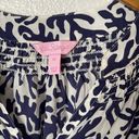 Lilly Pulitzer  navy blue coral print silk blouse M Photo 2