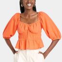 A New Day Orange Puffy Blouse Photo 1