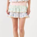 Free The Roses  Womens Multicolor Color Block Eyelet Trim Detail Mini Skirt Small Photo 0
