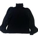 Joseph Ribkoff  Turtleneck Blouse Sheer Sleeve Ruffles Stretchy Top Black Size 14 Photo 0