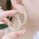 18K Gold Plated Twisted Rhinestones Gold Hoop Earrings for Women Photo 2