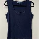 Karen Scott  Womens Sleeveless Top Size Medium Navy Blue Silver Stud T-Shirt Photo 0