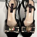 Betsey Johnson Betseyville by  Leopard Bow Gold Heart Black Heels Photo 0