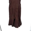 Cache  Lux Tadashi Shoji Dress Brown Ruched Taffeta Gown Size 6 Evening Collared Photo 13