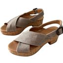 Garnet Hill  Eliana Crossover Canvas Cork Heels Sandals Photo 0