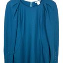 Esley  Pleated Shoulder Sheath Dress Long Sleeve Button Cuff Blue Size Medium Photo 4