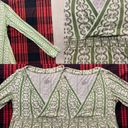 Merona Target  Green Geometric Long sleeve V neck Blouse top Photo 5