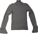 Stockholm Atelier & Other Stories Trumpet Sleeve Turtleneck Striped Top Size 2 Black Photo 0