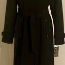 Gallery NWT  Water Resistant Long Black Coat With Removable Hood Liner & Belt Photo 7