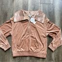 Current Air NWT  Oversized Collar Velour Pullover Shirt 1/4 Zip Taupe Tan Small Photo 4