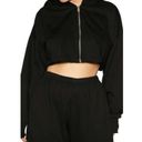 Naked Wardrobe  Size 1X Hoodie Womens Black Cropped Zip Up Solid NWT Photo 8