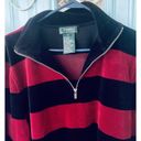 Ralph Lauren  women’s Long Sleeve Half Zip Up Black Red Ultra Soft Top Sz Large Photo 1