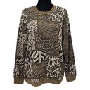 Cathy Daniels  Brown Animal Print Pullover Sweater Size Large Photo 0