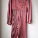 Petal and Pup  Noelle Pink Twist Front Pleated Long Sleeve Midi Dress M Photo 6