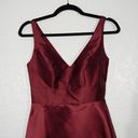 Alfred Sung NWT  Burgundy Sateen Twill V-Neck Hi Low Dress Size 0 Photo 3