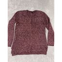 prAna Women's  Sweater Split Hem Heather Burgundy Cable Knit Pattern Large Photo 1