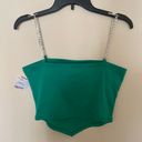 Fleurish Nwt  green halter crop top metal straps size medium Photo 3