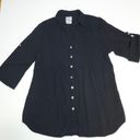 Buttons VINTAGE! DUNES BLACK SHELL  LONG SHIRT TEXTURED BUTTON UP BLOUSE TOP Photo 1