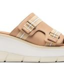 Sorel Joanie III Sporty Beige and White Leather Slide Wedge Sandal Size 9 Photo 0