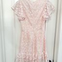 Selfie Leslie LARK CREW NECK RUFFLE SLEEVE DRESS LACE OVERLAY PINK Photo 1