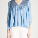 Zadig & Voltaire  Taffy Smocked Cotton Chambray Tunic - size Large￼ Photo 0