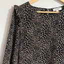 ee:some  Animal Print Balloon Sleeve Blouse Womens S Black Brown Ruffle Shoulder Photo 6