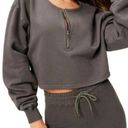 Good American NWT  Essentials Gray Collarless Half Zip Sweatshirt - Size 6 (3XL) Photo 0