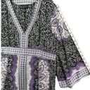 INC  Kimono Dress Womens 14 Purple Black Paisley Silk Chiffon Tie Belt Festival Photo 9