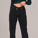 Abercrombie & Fitch  The Dad High Rise Crisscross Waist Black Raw Hem Size 29 8 Photo 4