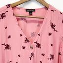 Something Navy  Womens L Short Sleeve Floral Blouse Mauve Pink V-Neck Viscose Photo 3