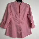 Coldwater Creek  Womens Pink Low Dip Button Down Shirt 100% Cotton Blouse Sz M Photo 0