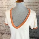 Treasure & Bond  Womens Beige Orange V Neck Tee Short Sleeve T-Shirt Size Medium Photo 1