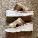 Sorel Joanie III Sporty Beige and White Leather Slide Wedge Sandal Size 9 Photo 2