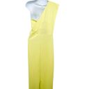 Pretty Little Thing  Light Lime One Shoulder Maxi Gown Dress Back Slit Crepe Photo 6