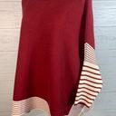 Pink Lily Womens Sweater Size Small burgundy Striped Mock Neck Poncho Pullover Photo 4