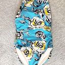 Garnet Hill  Swimsuit One Piece Teal Blue Yellow Floral Keyhole Neck 8 Photo 0