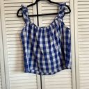 Joie Royal Blue Flutter Sleeve Gingham Top Large Photo 5