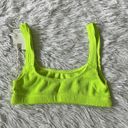 Good American  Women’s Always Fits Scoop Neck Bikini Top in Electric Lime sz 1/2 Photo 5