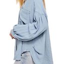 We The Free Free People Blue Solid Hidden Valley Button Down Long Sleeve Shirt Photo 0