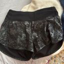 Lululemon Shorts Black Floral Pattern Photo 0