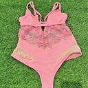 For Love & Lemons  one piece swimsuit lace cut out mesh Barbie pink, HTF Small Photo 3