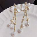 Elegant Bow White Pearl Dangle Drop Earrings for Women,Pearl Earrings Gold Photo 1