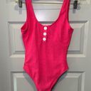 Decree  Hot Pink Textured Scoop Neck One Piece Swimsuit size L Photo 0