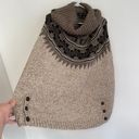 American Eagle Oatmeal Brown Black Nordic Fair Isle Acrylic WOOL Poncho Sweater Photo 8