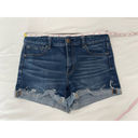 American Eagle  Outfitters Hi-Rise Shortie Dark Wash Cuffed Super Stretch Size 8 Photo 4